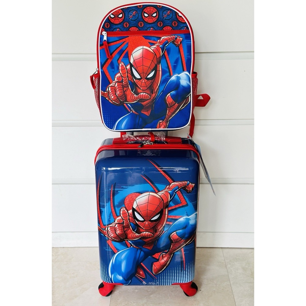 SPIDERMAN Luggage Set Multicolor 2-Piece Backpack Tag Spinner Wheels HARDSIDE